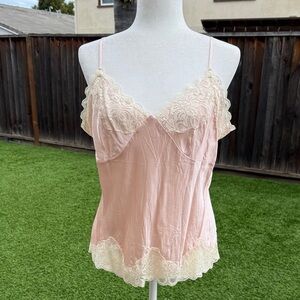 Silk Pink Lace Trim Camisole
